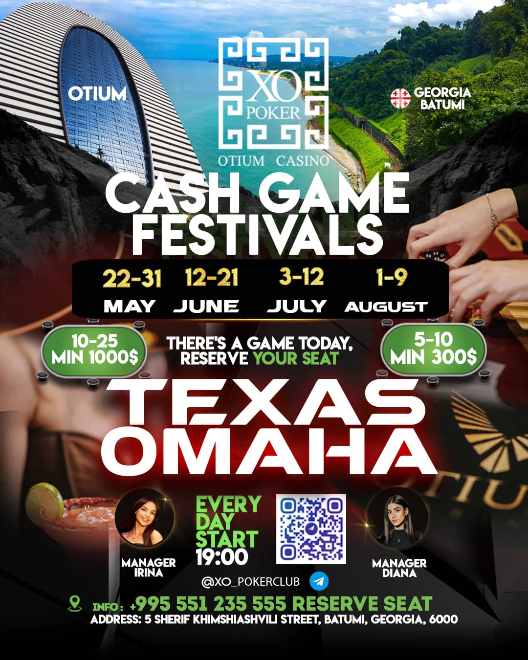Cash Festival | THNL / PLO | Batumi, XO Poker / Otium Casino | 22 - 31 MAY / 12 - 21 JUNE / 03 - 12 JULY 2026