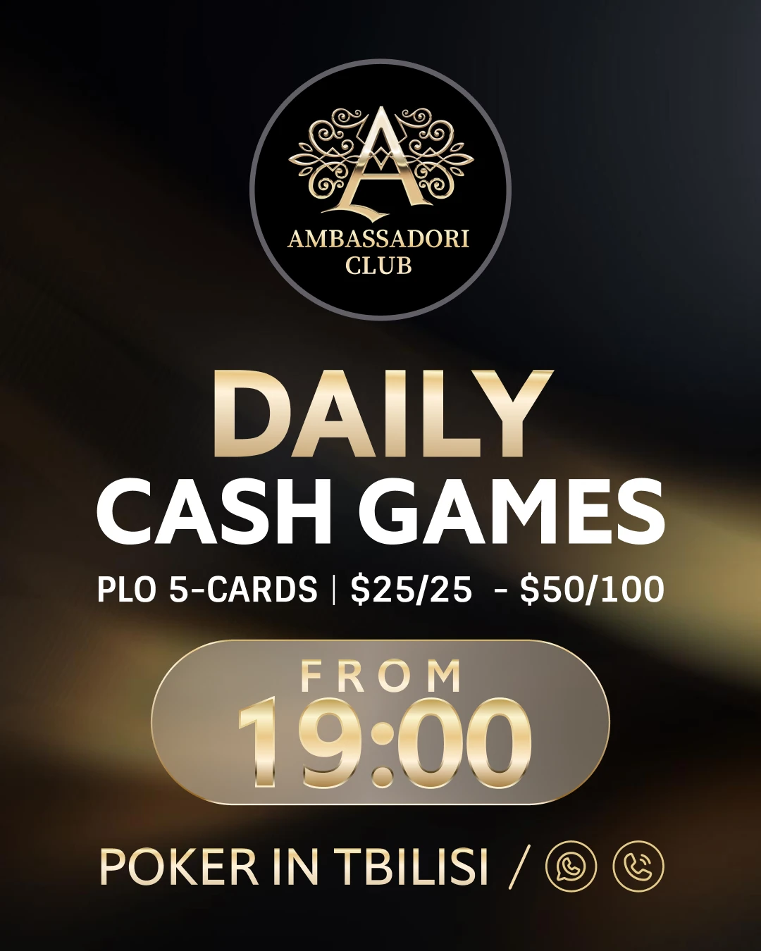 AMBASSADORI Poker Club in Tbilisi: cash games daily from 19:00